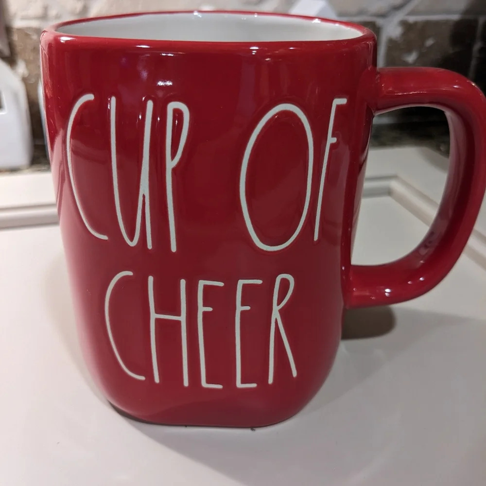 Rae Dunn free form 16oz stoneware "Cup Of Cheer" oversized Artisan Christmas Mug